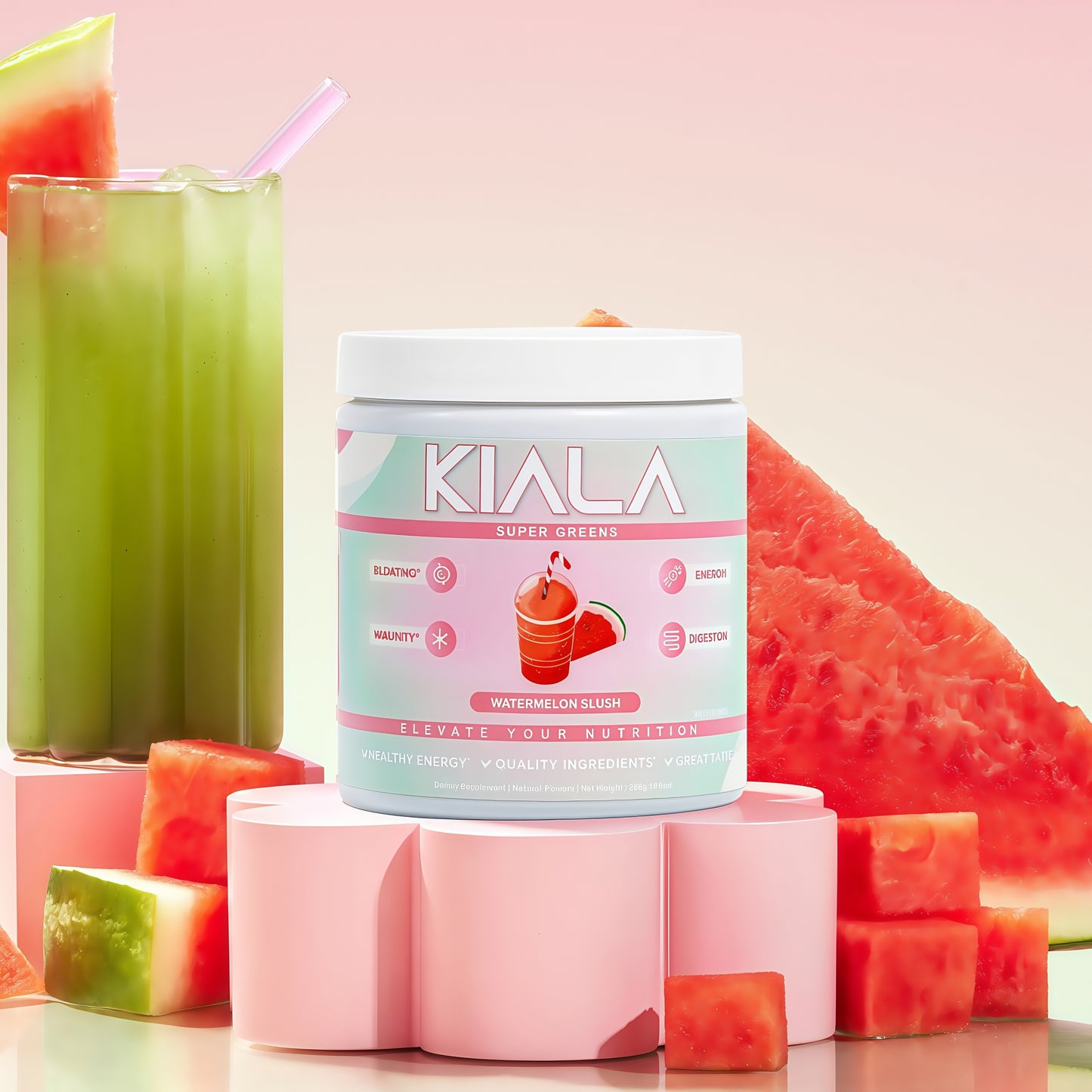 Kiala Nutrition Super Greens Watermelon Slush 30 Servings